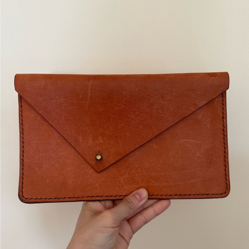 Tribe Alive / Laude the Label Tan Leather Envelope Clutch